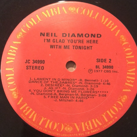 3/$30 Neil Diamond “I’m Glad You’re Here With Me Tonight” vintage vinyl album - Picture 4 of 4